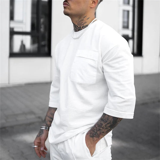 Men's Oversized 2-Piece Co-ord Tracksuit – Pocket Detail & Half Sleeves