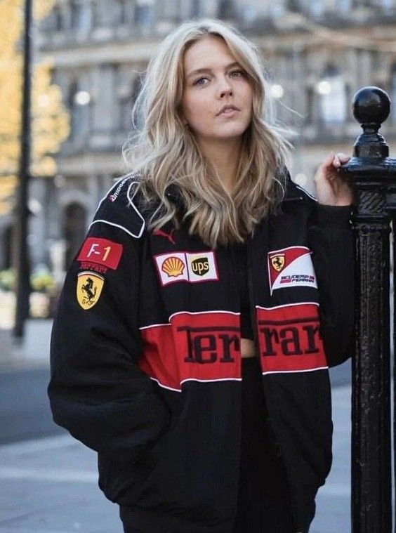 Black Ferrari F1 Racing Jacket – Premium Streetwear Edition