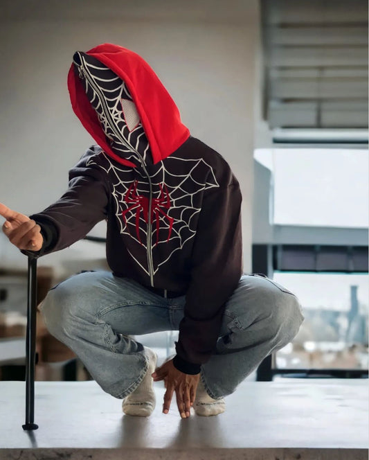 Unleash Your Spidey Style: Mercywear Double Cap Spider-Man Hoodie