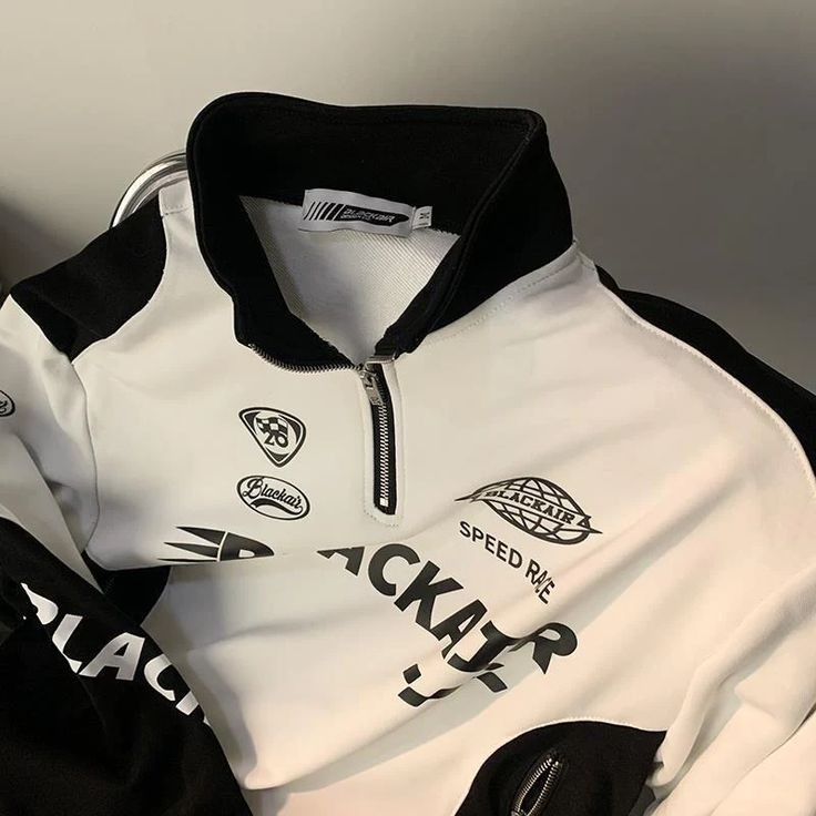 Blackair Racer Half-Zip Fleece Sweatshirt - Y2K Streetwear Style