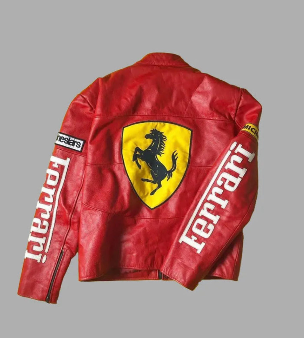 Ferrari Red Leather Racing Jacket – Iconic F1 Streetwear by Mercy Wear
