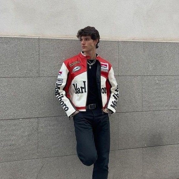 Marlboro Vintage Racing Pure Leather Jacket | Classic F1 Streetwear
