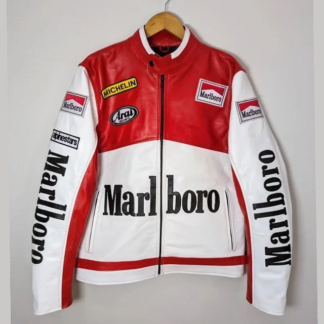 Marlboro Vintage Racing Pure Leather Jacket | Classic F1 Streetwear