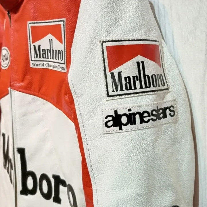Marlboro Vintage Racing Pure Leather Jacket | Classic F1 Streetwear