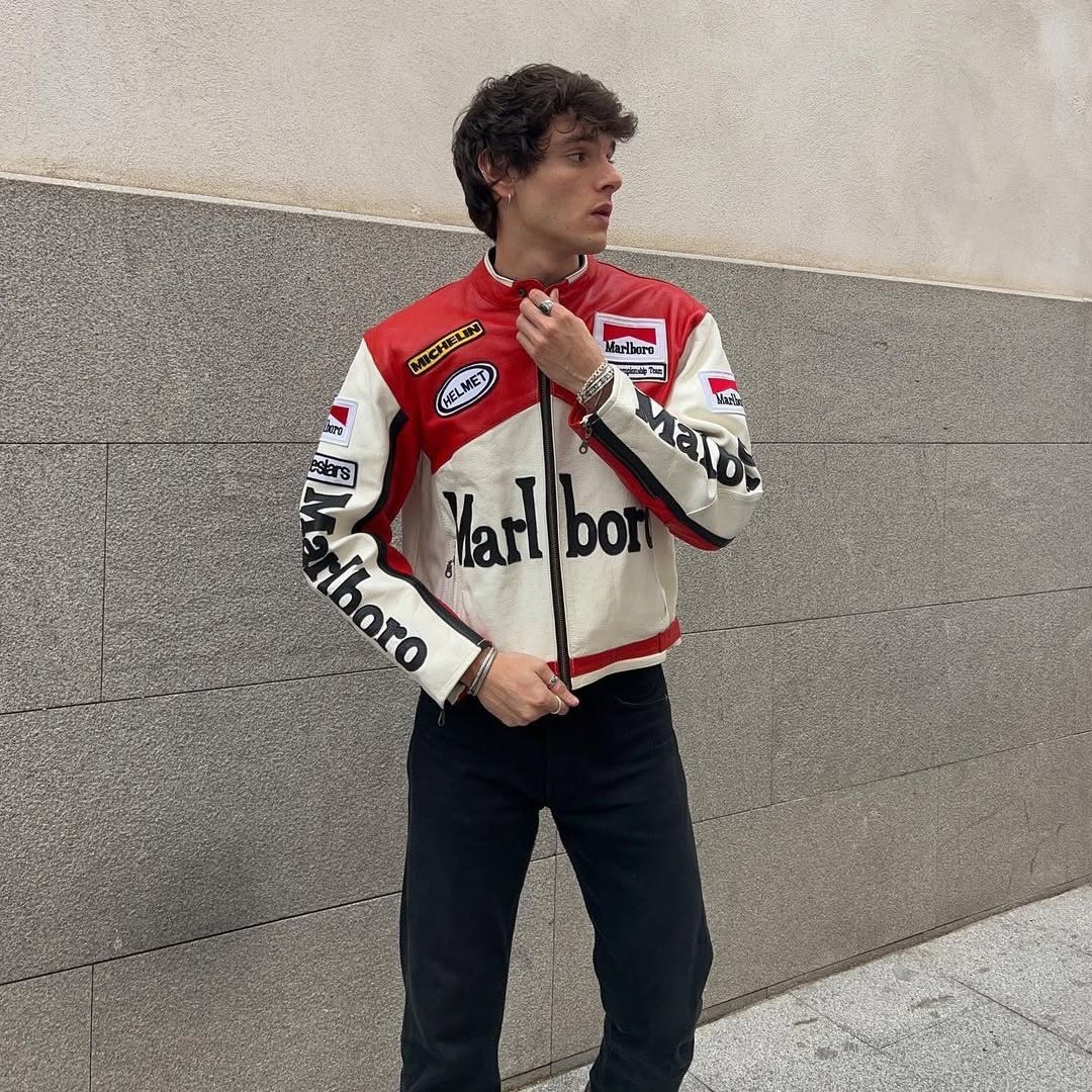 Marlboro Vintage Racing Pure Leather Jacket | Classic F1 Streetwear