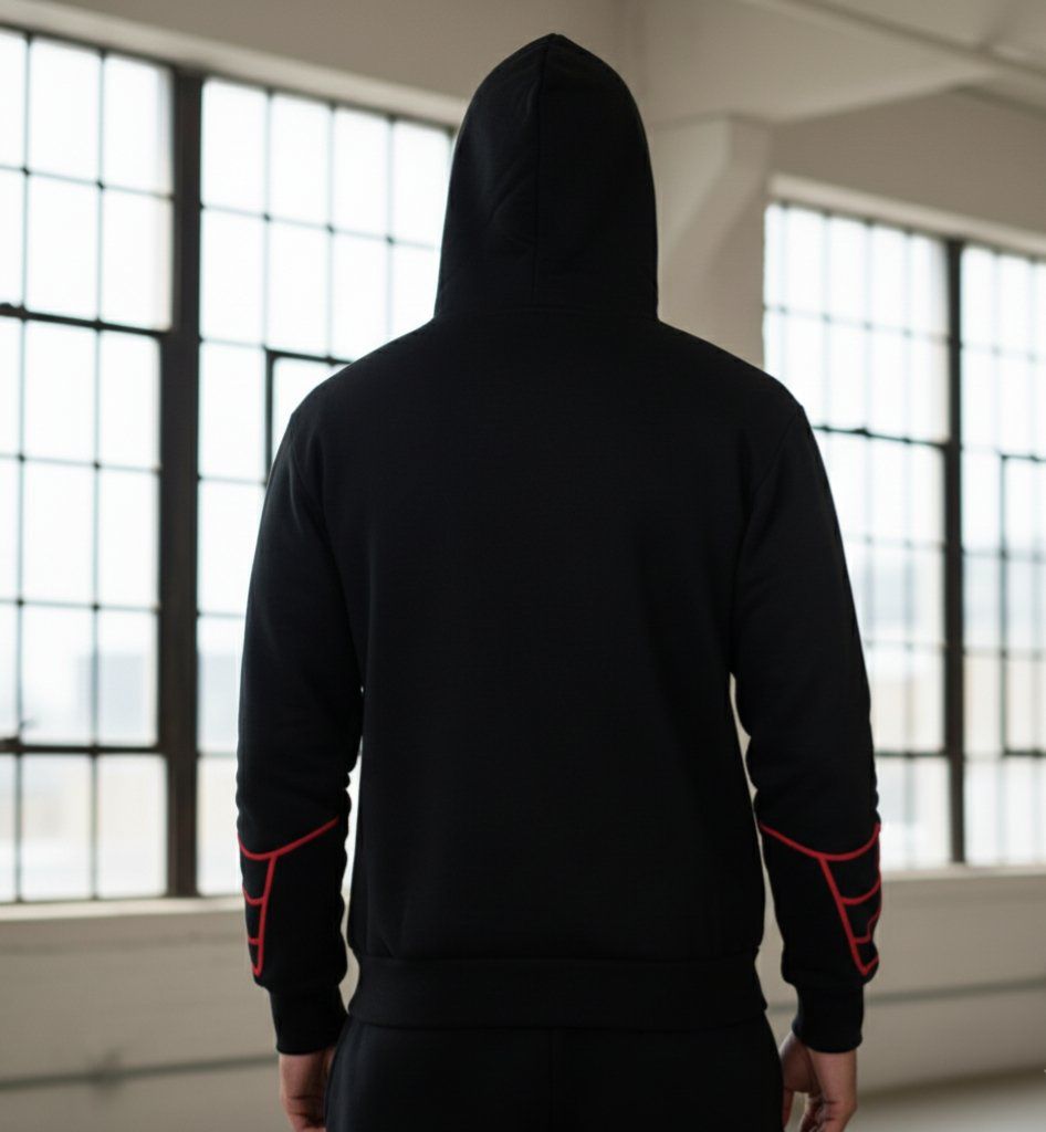 Spider-Verse Black & Red Oversized Hoodie | Heavyweight Zip Hoodie | Mercywear®