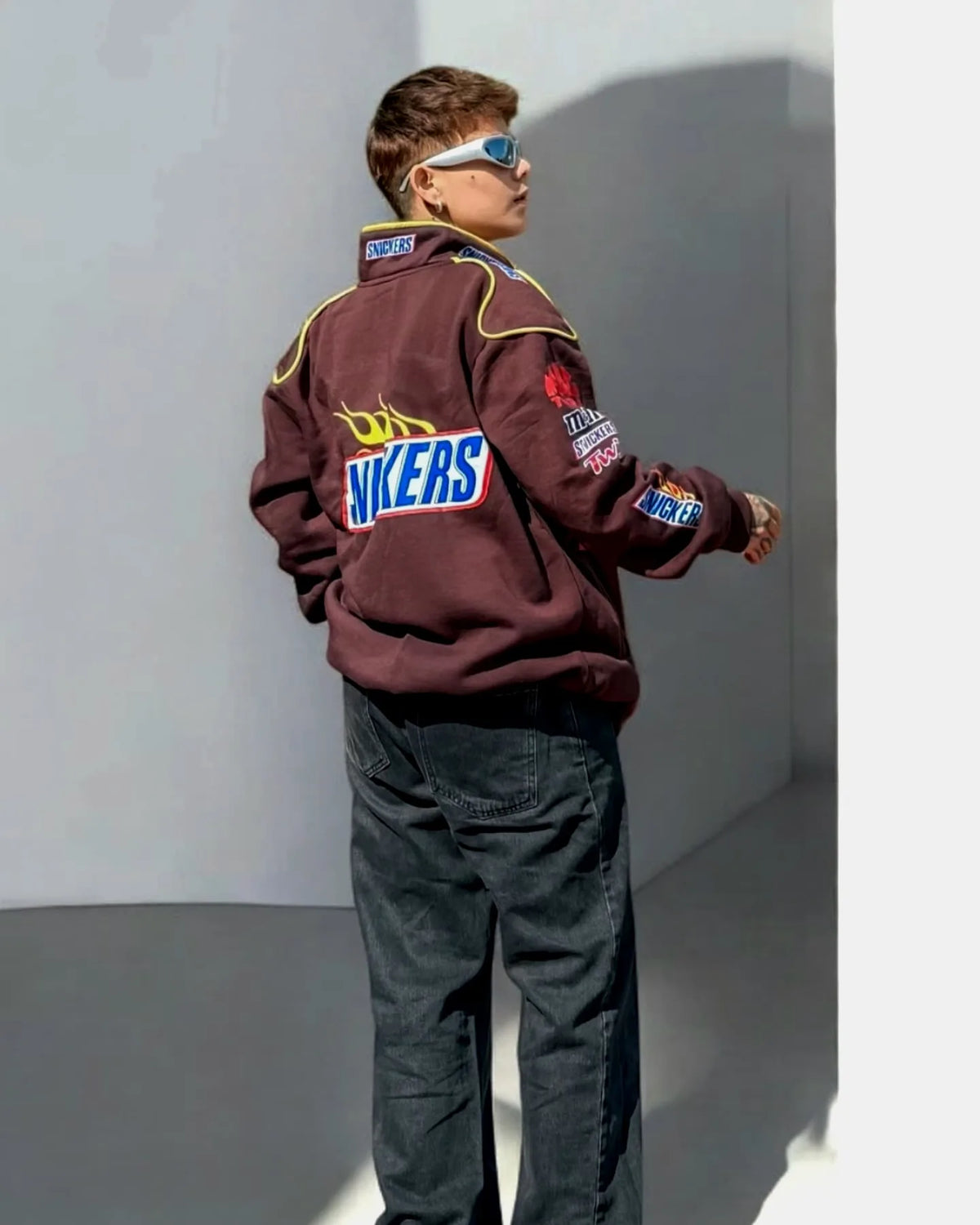 Side view of Snickers Racing Rider Cotton Jacket showcasing sleeves and collar