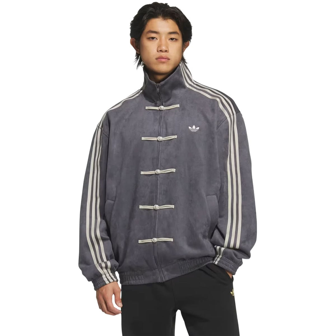 CNY Premium Grey Suede Track Jacket – Mercywear Streetwear Zip-Up