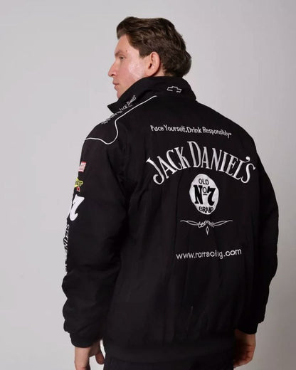 F1 Jack Daniel Puffer Jacket – Unisex Motorsport Style with Embroidery Flair