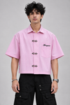 Premium Pink Metal Clasp Oversized Shirt l Mercywear