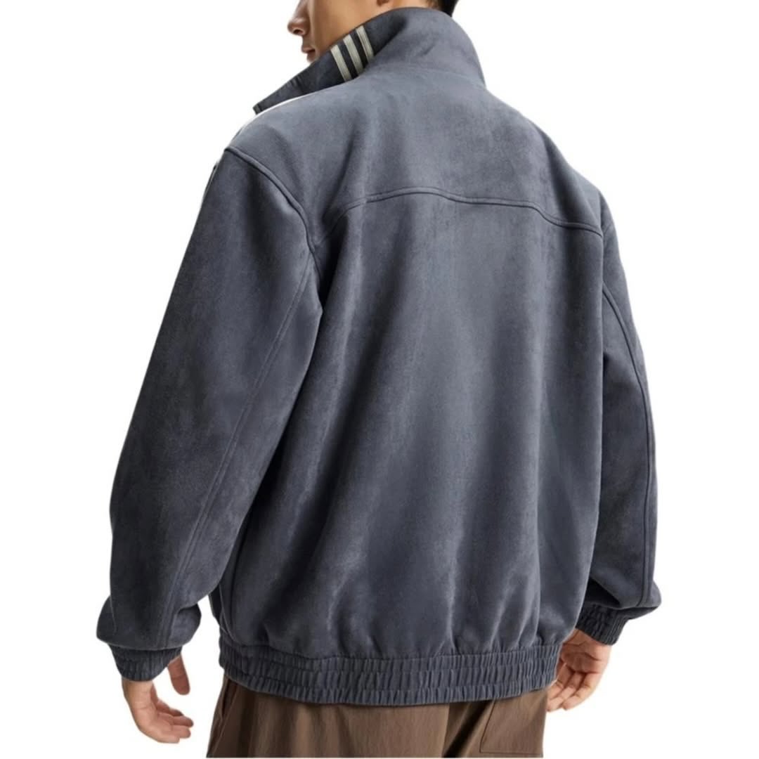 CNY Premium Grey Suede Track Jacket – Mercywear Streetwear Zip-Up