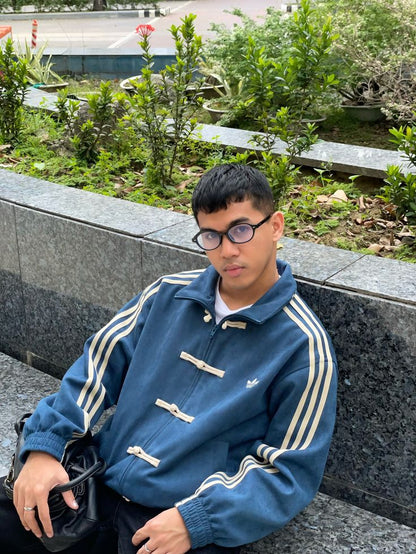 Suede CNY Navy Blue Track Jacket – Three Stripe Urban Street Edition
