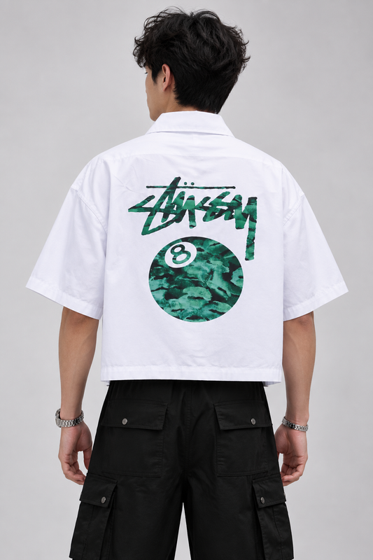 Mercy White 8 Ball Graphic Oversized Shirt – Premium Streetwear Edition