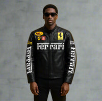 Ferrari Black Moto Jacket – F1 Streetwear Edition by Mercy Wear