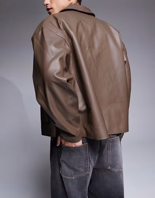 Premium Faux Leather Jacket — Multiple Colors (Black, Burgundy, Green, Beige, Brown