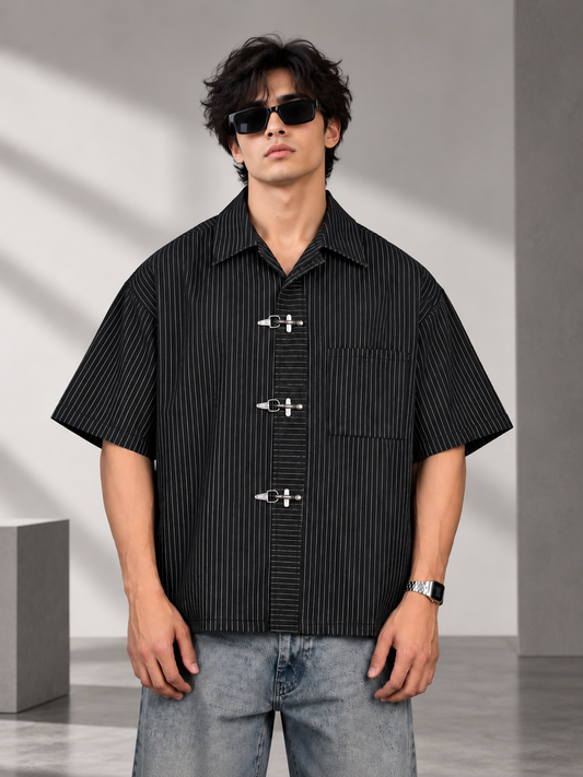 Metal Clasp Cropped Shirt