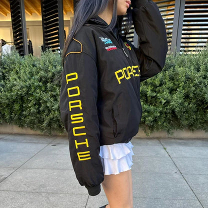 Premium Porsche F1 Racing Jacket – Dynamic Black | Mercy Wear Streetwear