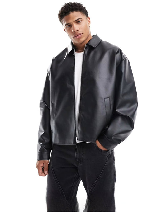Urban Classic: Black PU Leather Jacket for Men – Sleek, Stylish, Street-Ready