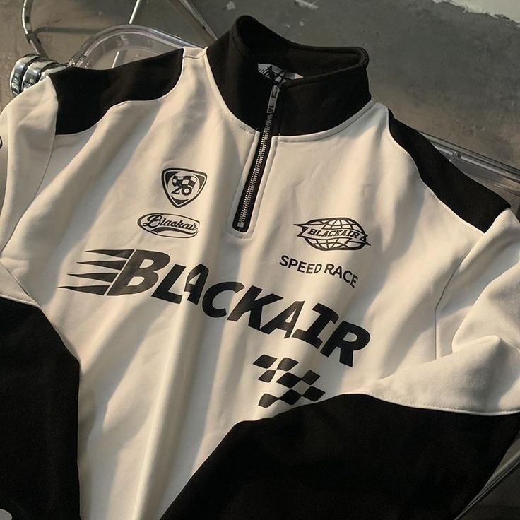 Blackair Racer Half-Zip Fleece Sweatshirt - Y2K Streetwear Style