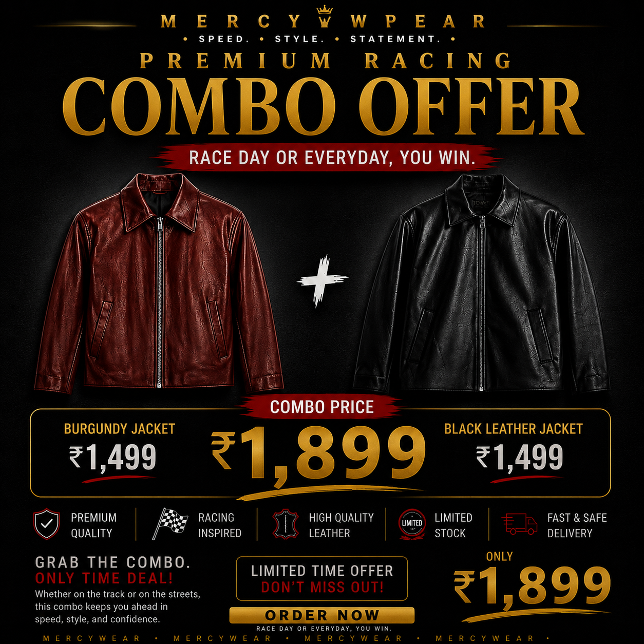 Maroon Leather Jacket + Black Leather Jacket Combo | Premium Leather Combo