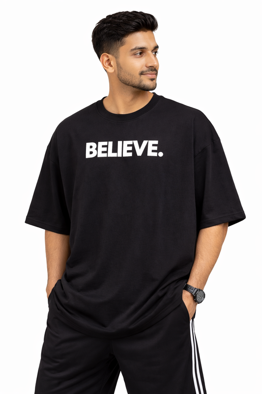 Black Believe CR Oversized Football Streetwear T Shirt