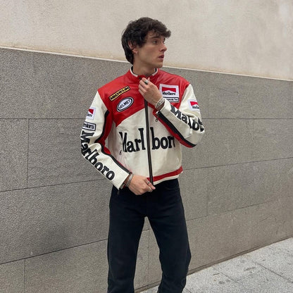 Marlboro Vintage Racing Pure Leather Jacket | Classic F1 Streetwear