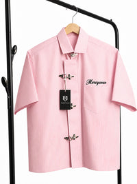 Premium Pink Metal Clasp Oversized Shirt l Mercywear
