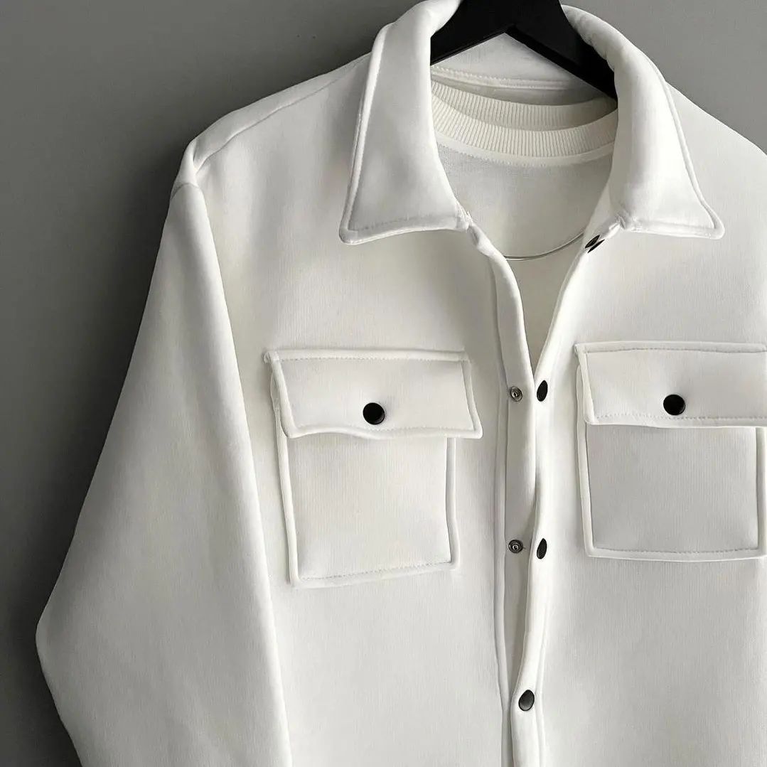 Men's White Turkey Shacket - Style Meets Warmth