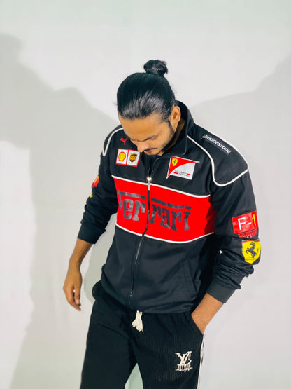 Racing Icon Black Ferrari F1 Vintage Jacket | For True Racers and Motorsport Enthusiasts