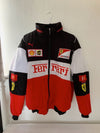Red & White Ferrari Racing Jacket – Bold F1 Style, Track-Inspired Look