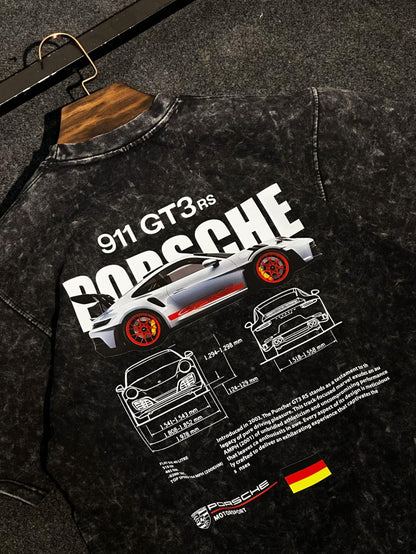 PORSCHE ACID WASH UNISEX T-SHIRT