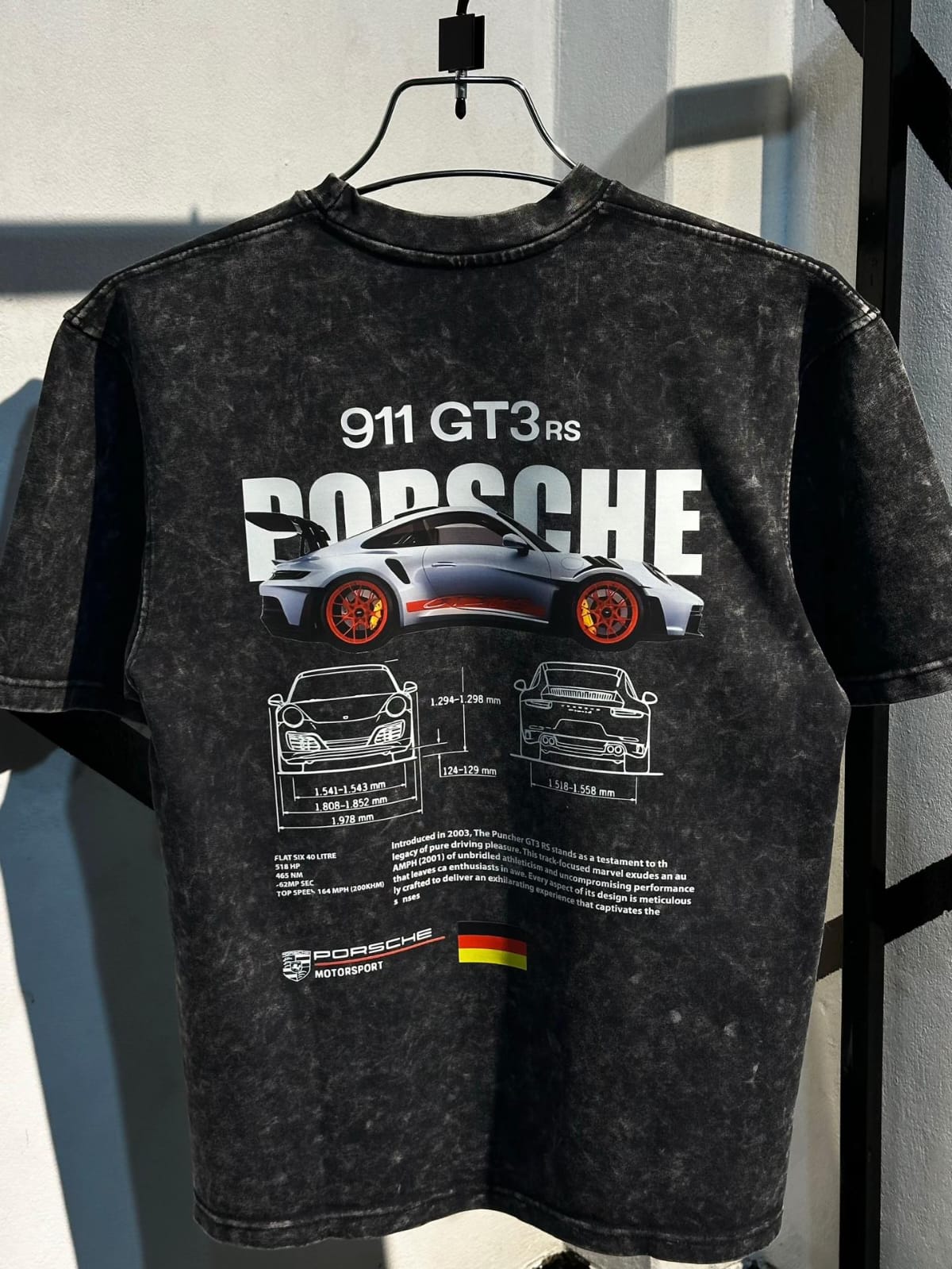 PORSCHE ACID WASH UNISEX T-SHIRT