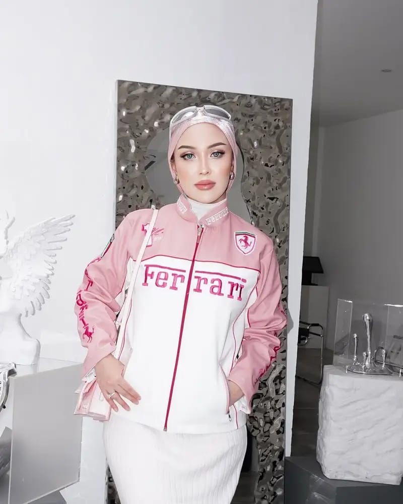 Pink Ferrari Leather Jacket – Luxe Motorsport Streetwear | Mercy Wear