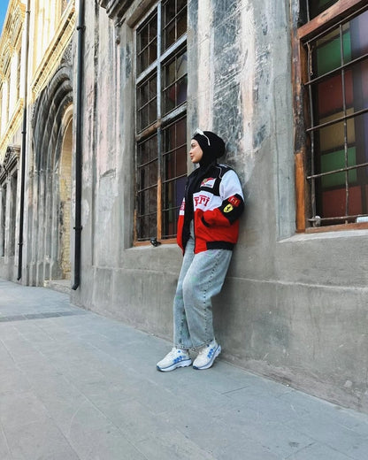 Red & White Ferrari Racing Jacket – Bold F1 Style, Track-Inspired Look