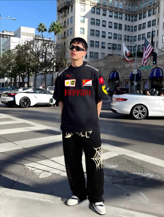 black Ferrari Racing T‑Shirt – Trending Motorsport Tee