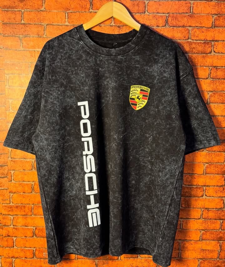 Porsche car blueprint print t-shirt full back design streetwear style