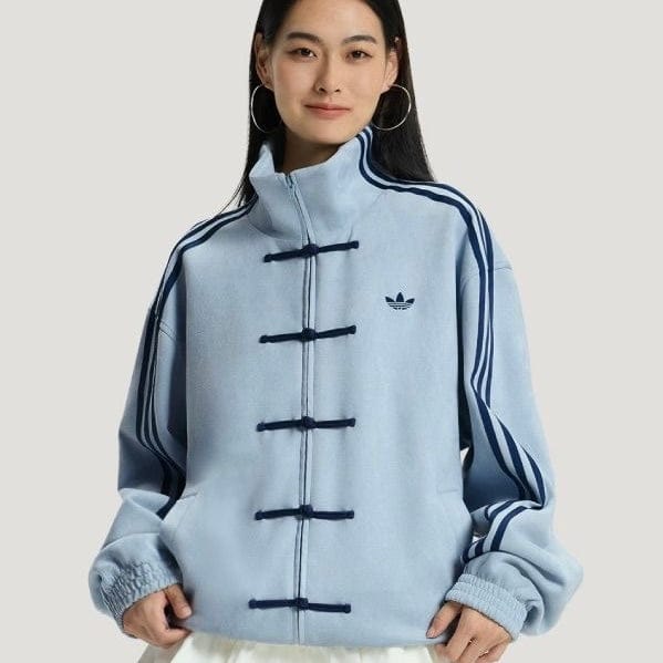 Ice blue CNY jacket with traditional toggle button closure