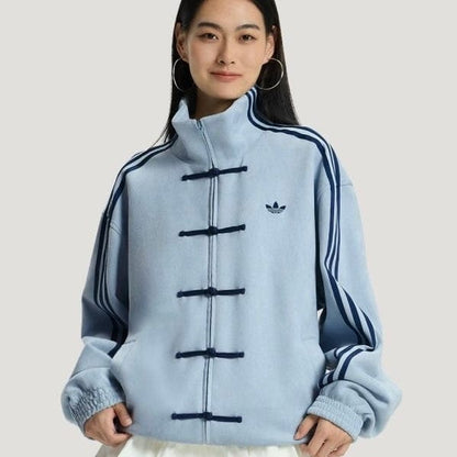 Ice blue CNY jacket with traditional toggle button closure