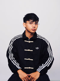 Striped Button Chinese Black Jacket – Modern Harajuku Fusion Style (BLACK)