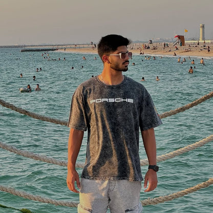 PORSCHE ACID WASH UNISEX T-SHIRT