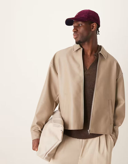 Premium Faux Leather Jacket — Multiple Colors (Black, Burgundy, Green, Beige, Brown