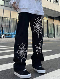 Spider Web Straight Fit Baggy Track Pants – Urban Streetwear Essential