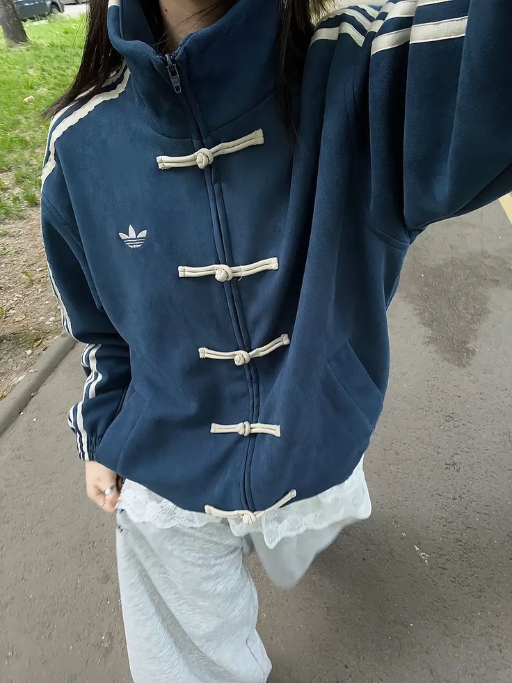 urban streetwear track jacket with stripe detailing
