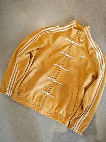CNY-Inspired Mustard Yellow Suede Jacket – Festive Streetwear Statement
