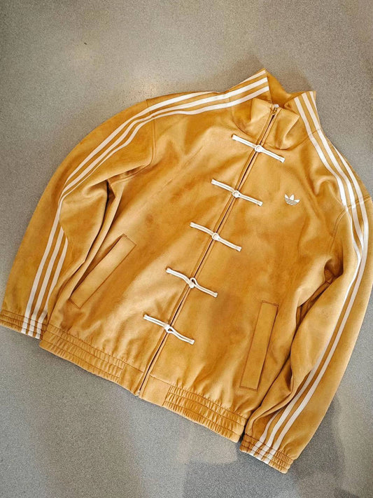 CNY-Inspired Mustard Yellow Suede Jacket – Festive Streetwear Statement