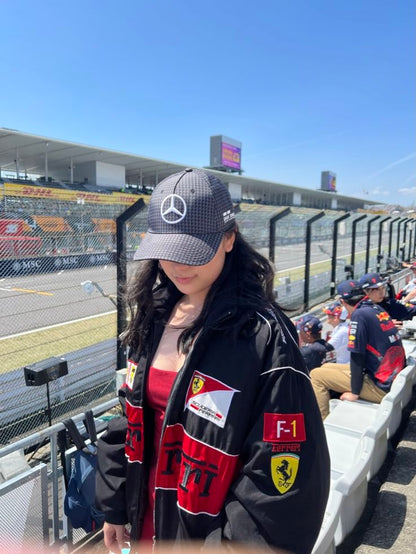 Embroidered Black Ferrari F1 Jacket — Motorsport Luxe