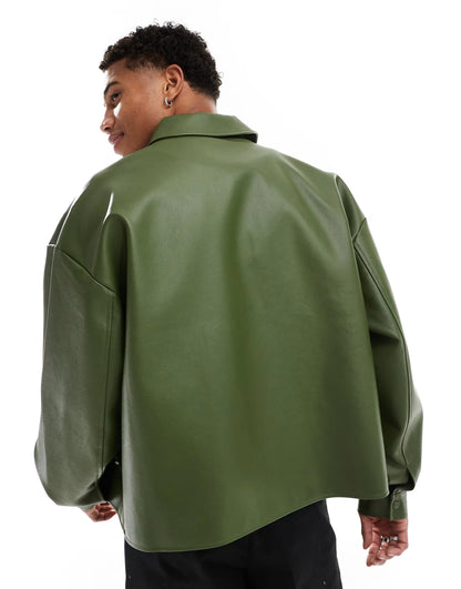 Premium Faux Leather Jacket — Multiple Colors (Black, Burgundy, Green, Beige, Brown
