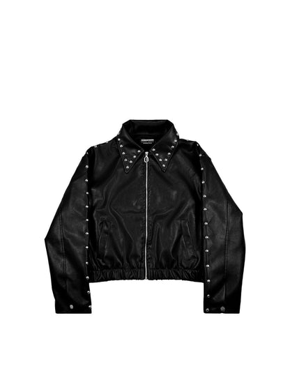 Mercywear Ironbite black studded cropped jacket for men