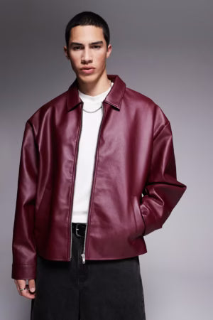 Premium Faux Leather Maroon Jacket – Mercy wear