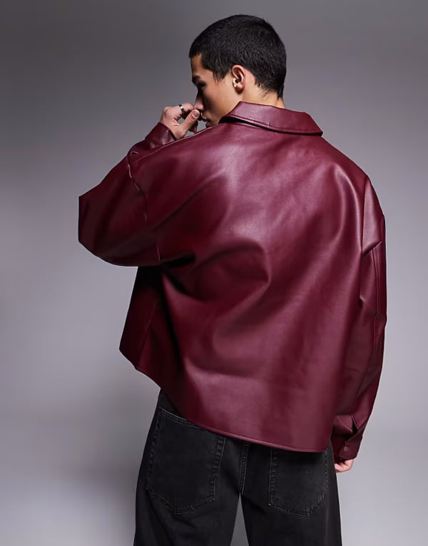 Premium Faux Leather Maroon Jacket – Mercy wear